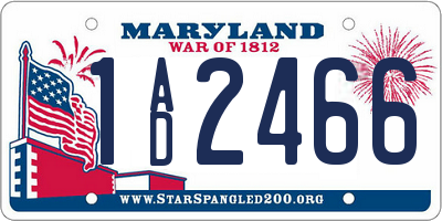 MD license plate 1AD2466