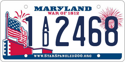 MD license plate 1AD2468