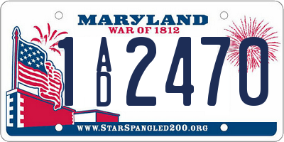 MD license plate 1AD2470