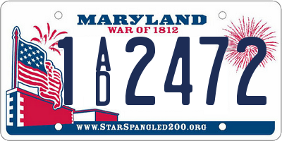 MD license plate 1AD2472