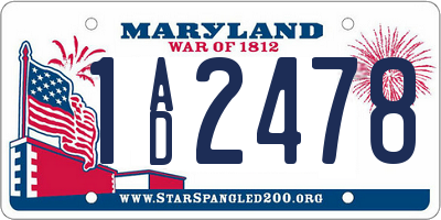 MD license plate 1AD2478