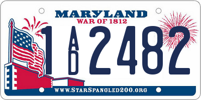 MD license plate 1AD2482