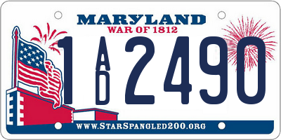 MD license plate 1AD2490