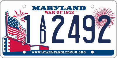 MD license plate 1AD2492