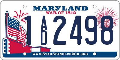 MD license plate 1AD2498
