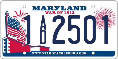 MD license plate 1AD2501