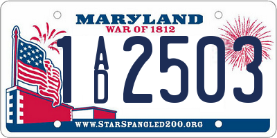 MD license plate 1AD2503
