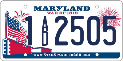 MD license plate 1AD2505