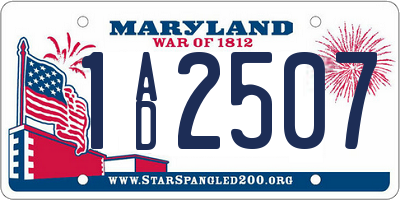 MD license plate 1AD2507