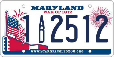 MD license plate 1AD2512