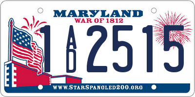 MD license plate 1AD2515