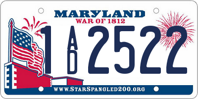 MD license plate 1AD2522