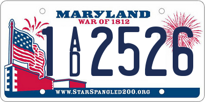 MD license plate 1AD2526
