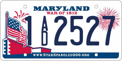 MD license plate 1AD2527