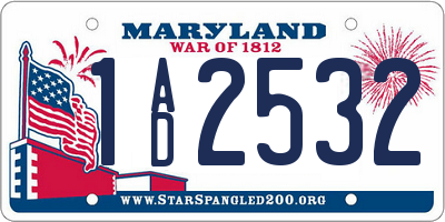 MD license plate 1AD2532