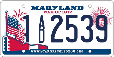 MD license plate 1AD2539