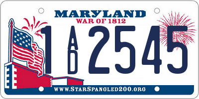 MD license plate 1AD2545