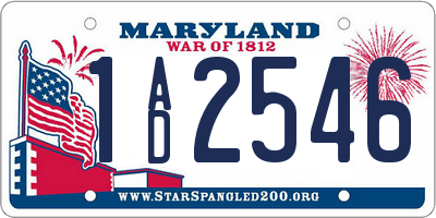 MD license plate 1AD2546