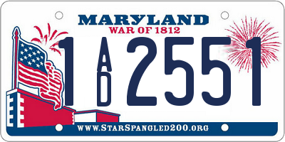 MD license plate 1AD2551