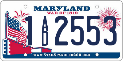 MD license plate 1AD2553