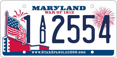 MD license plate 1AD2554