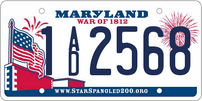 MD license plate 1AD2568