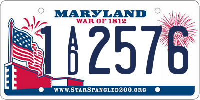 MD license plate 1AD2576