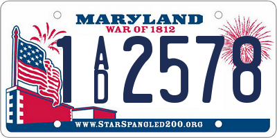 MD license plate 1AD2578