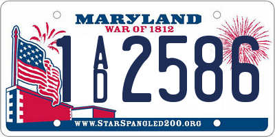 MD license plate 1AD2586