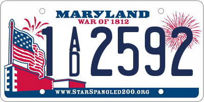MD license plate 1AD2592
