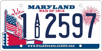 MD license plate 1AD2597