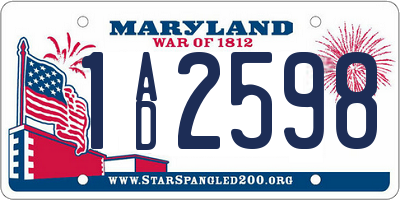 MD license plate 1AD2598