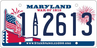 MD license plate 1AD2613