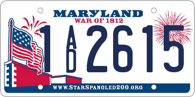 MD license plate 1AD2615