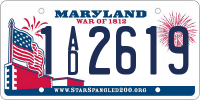 MD license plate 1AD2619