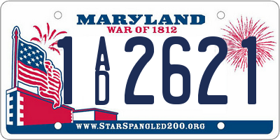 MD license plate 1AD2621