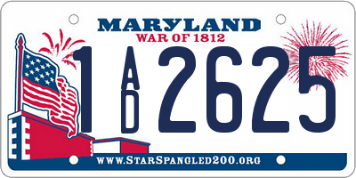 MD license plate 1AD2625