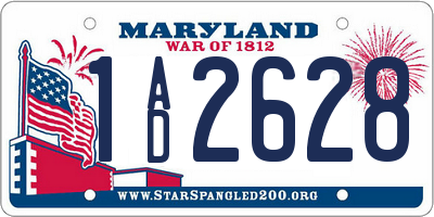 MD license plate 1AD2628