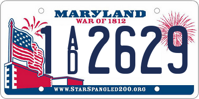 MD license plate 1AD2629