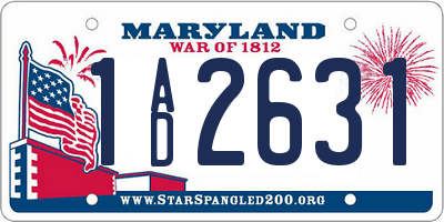 MD license plate 1AD2631
