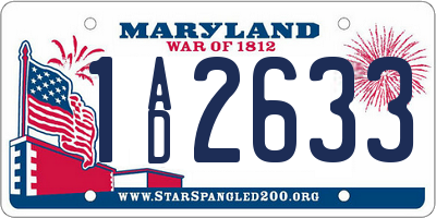 MD license plate 1AD2633