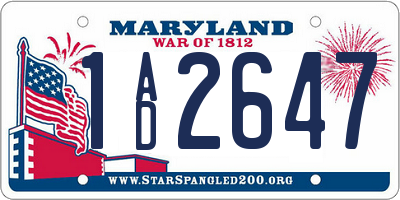 MD license plate 1AD2647
