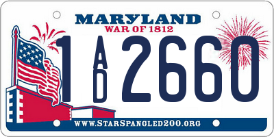 MD license plate 1AD2660