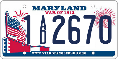 MD license plate 1AD2670