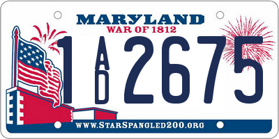 MD license plate 1AD2675