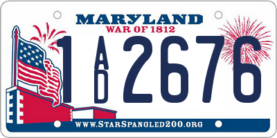 MD license plate 1AD2676