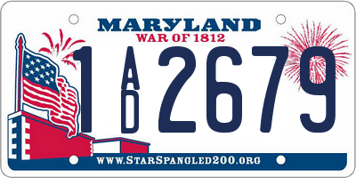 MD license plate 1AD2679