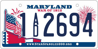 MD license plate 1AD2694