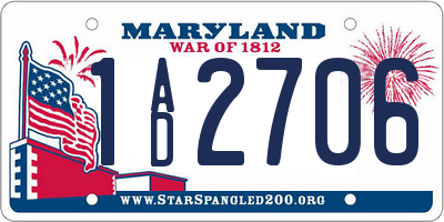 MD license plate 1AD2706