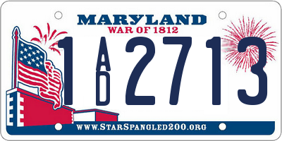 MD license plate 1AD2713